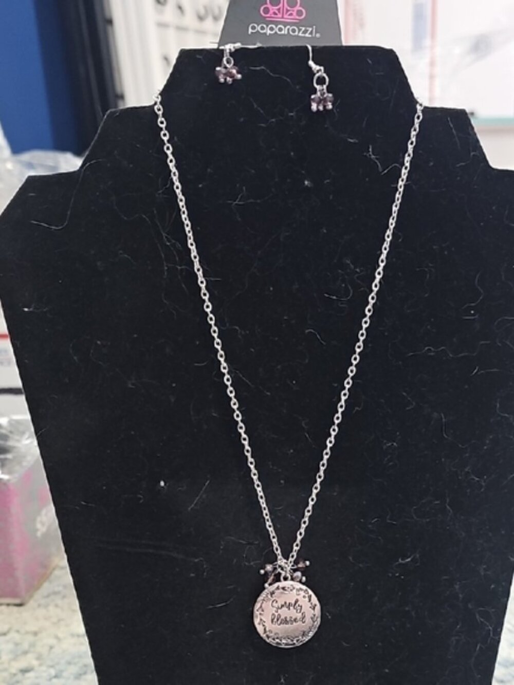 Paparazzi Silver Necklace with Inspirational Pendant "Simply Blessed"